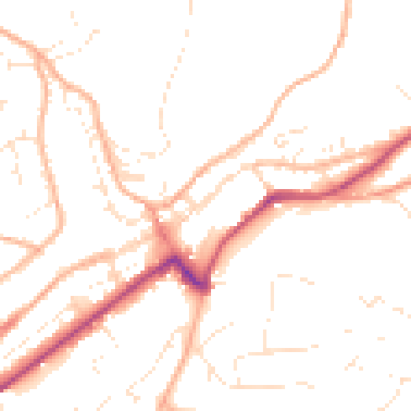 Daytime road noise heatmap for PL19 0BJ