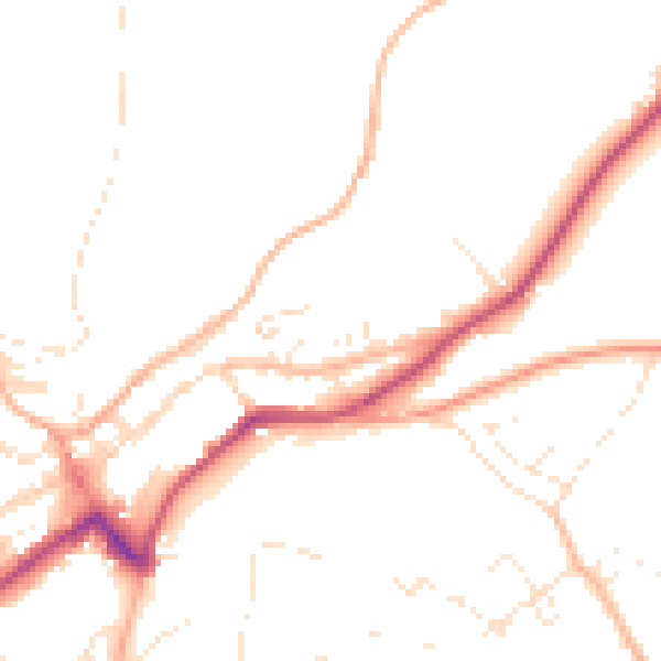 Daytime road noise heatmap for PL19 0BQ
