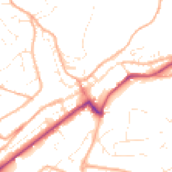 Daytime road noise heatmap for PL19 0BT