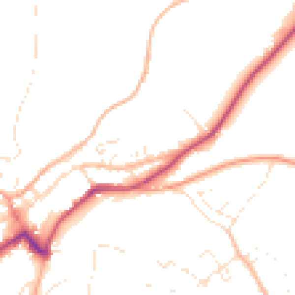 Daytime road noise heatmap for PL19 0BY