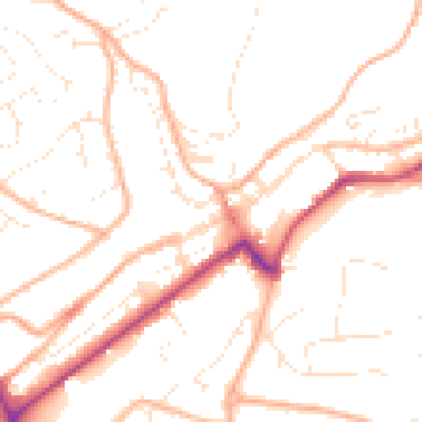 Daytime road noise heatmap for PL19 0DA