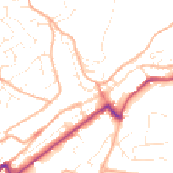 Daytime road noise heatmap for PL19 0DB