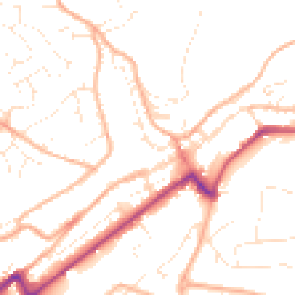 Daytime road noise heatmap for PL19 0DE