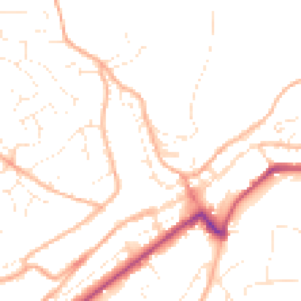 Daytime road noise heatmap for PL19 0DF
