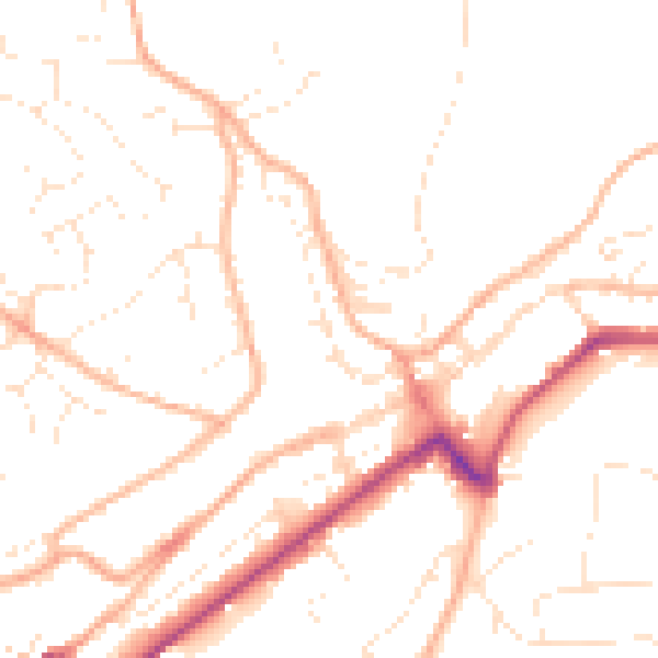 Daytime road noise heatmap for PL19 0DH