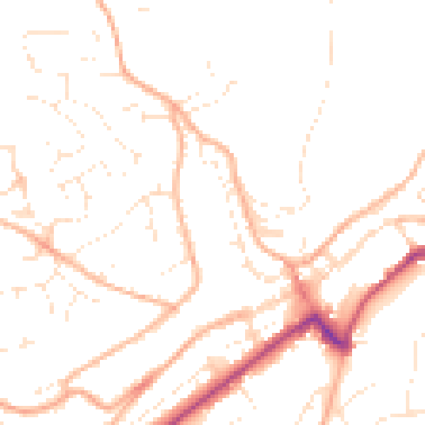 Daytime road noise heatmap for PL19 0DJ