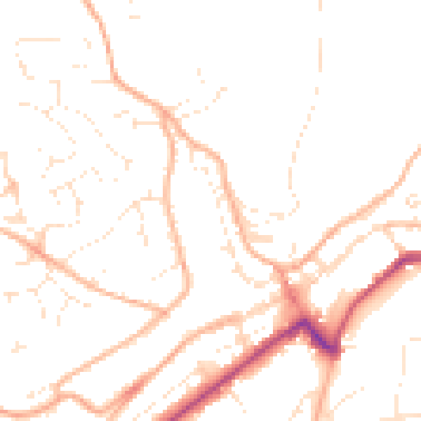 Daytime road noise heatmap for PL19 0DP
