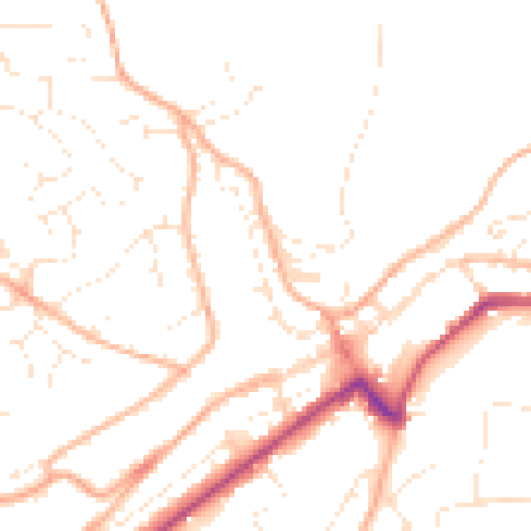 Daytime road noise heatmap for PL19 0DQ