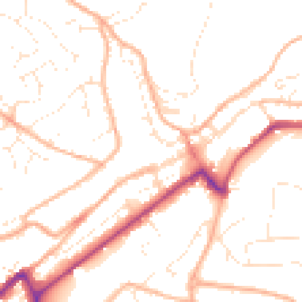 Daytime road noise heatmap for PL19 0DS
