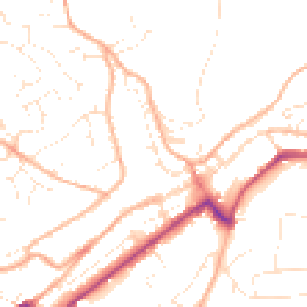 Daytime road noise heatmap for PL19 0DT