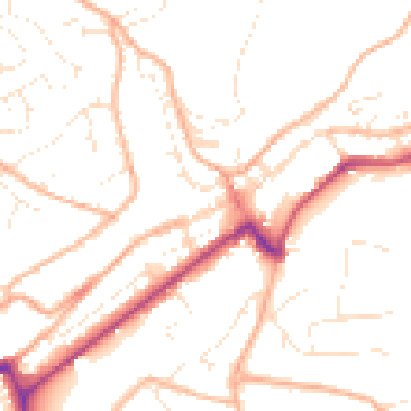 Daytime road noise heatmap for PL19 0DX