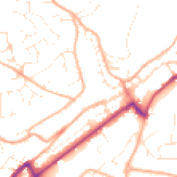 Daytime road noise heatmap for PL19 0DY