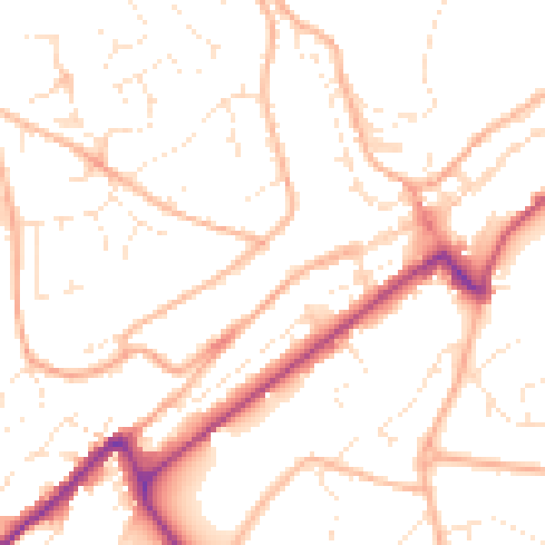 Daytime road noise heatmap for PL19 0DZ