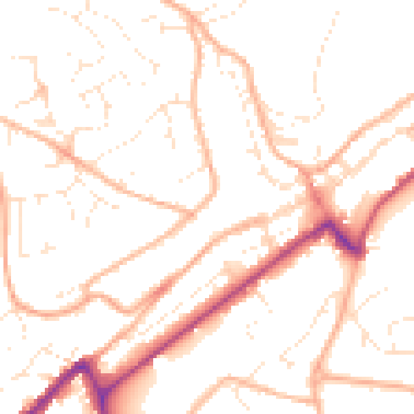 Daytime road noise heatmap for PL19 0EA