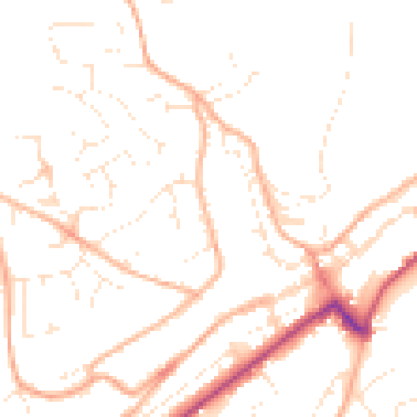 Daytime road noise heatmap for PL19 0EB