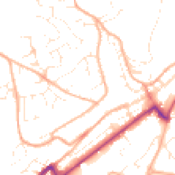 Daytime road noise heatmap for PL19 0EE