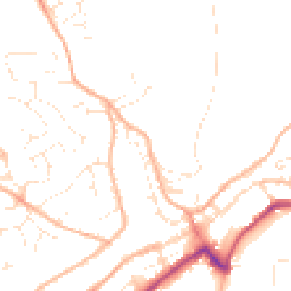Daytime road noise heatmap for PL19 0EJ