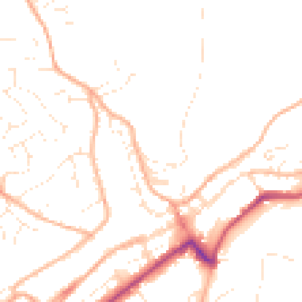 Daytime road noise heatmap for PL19 0EN