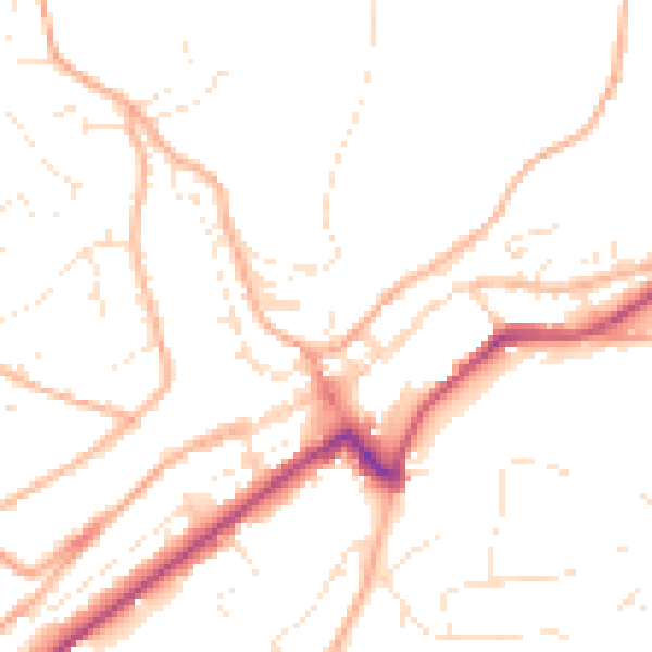 Daytime road noise heatmap for PL19 0EP