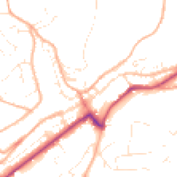 Daytime road noise heatmap for PL19 0FG