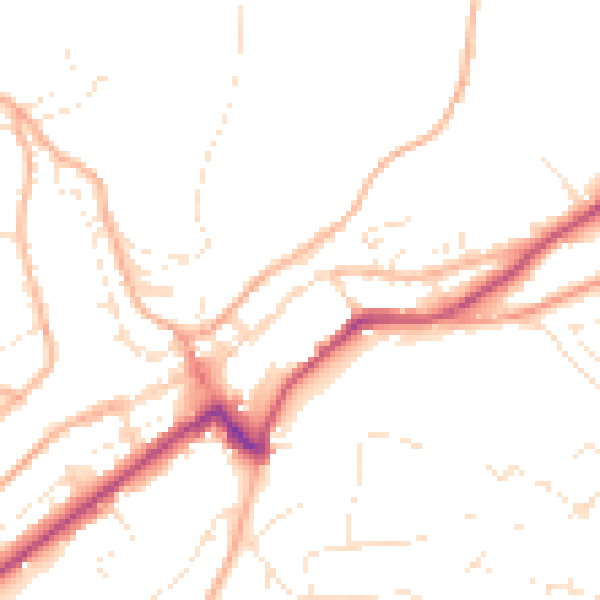Daytime road noise heatmap for PL19 0HE
