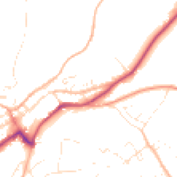 Daytime road noise heatmap for PL19 0HH