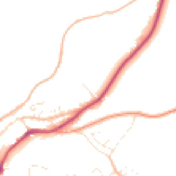 Daytime road noise heatmap for PL19 0HU