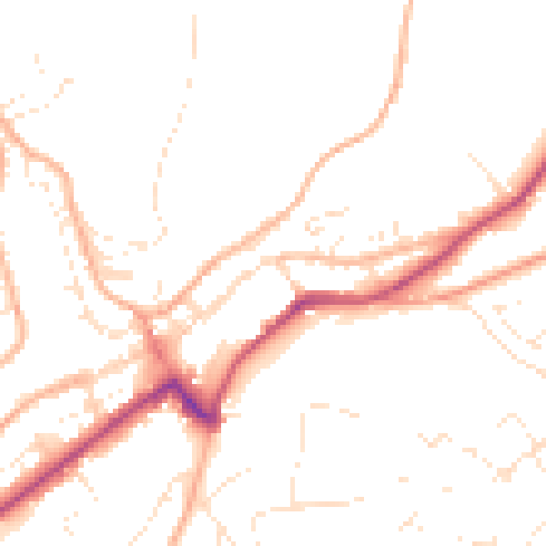 Daytime road noise heatmap for PL19 0LD
