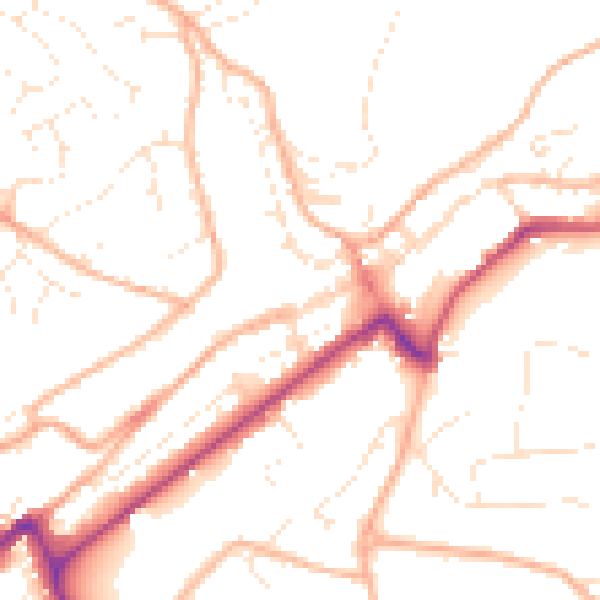 Daytime road noise heatmap for PL19 8AQ