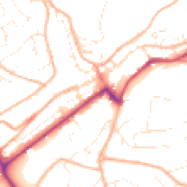 Daytime road noise heatmap for PL19 8AZ
