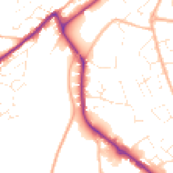 Daytime road noise heatmap for PL19 8BZ