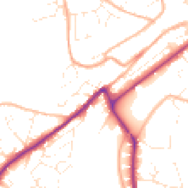 Daytime road noise heatmap for PL19 8EG