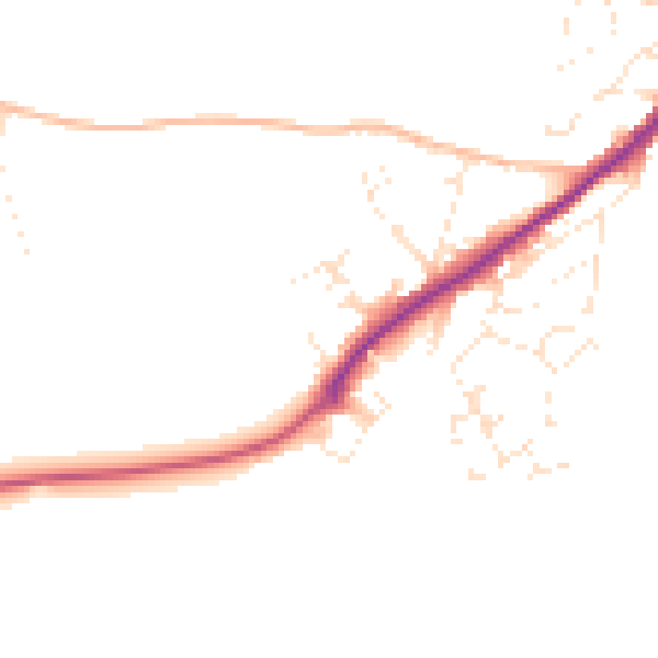 Daytime road noise heatmap for PL19 8EY