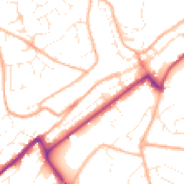 Daytime road noise heatmap for PL19 8JY