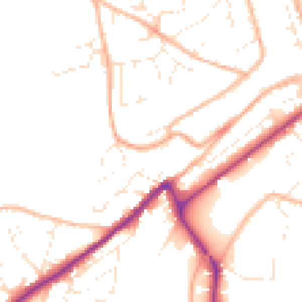 Daytime road noise heatmap for PL19 8LE