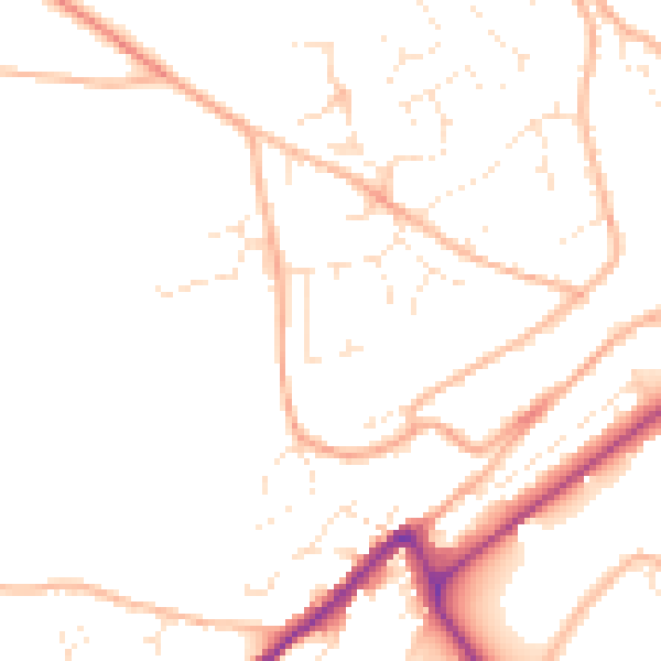 Daytime road noise heatmap for PL19 8NB