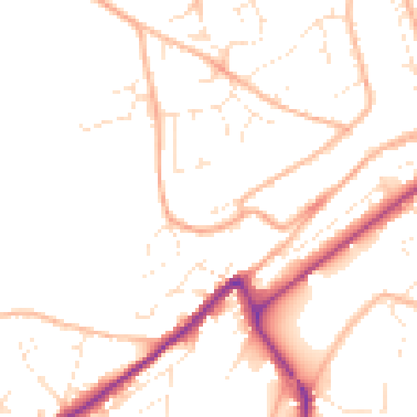 Daytime road noise heatmap for PL19 8RG