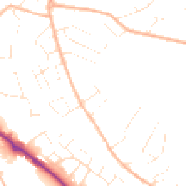 Daytime road noise heatmap for PL19 9BW