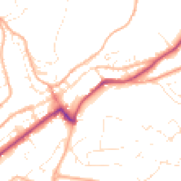 Daytime road noise heatmap for PL19 9EA