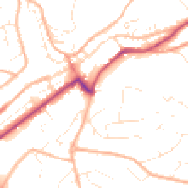 Daytime road noise heatmap for PL19 9EY