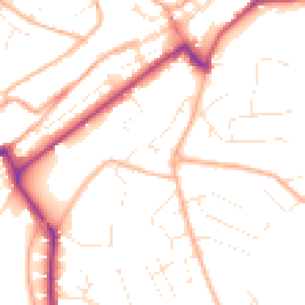 Daytime road noise heatmap for PL19 9FE