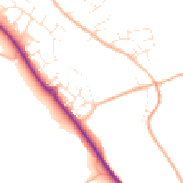 Daytime road noise heatmap for PL19 9FS
