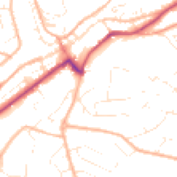 Daytime road noise heatmap for PL19 9HE