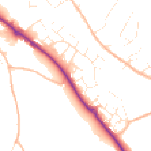 Daytime road noise heatmap for PL19 9LG