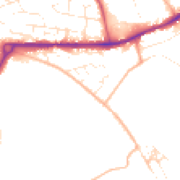 Daytime road noise heatmap for PL25 3AL