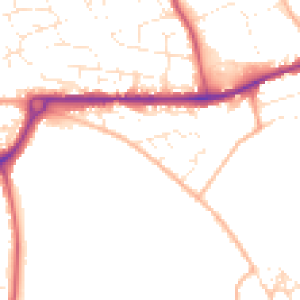 Daytime road noise heatmap for PL25 3AN