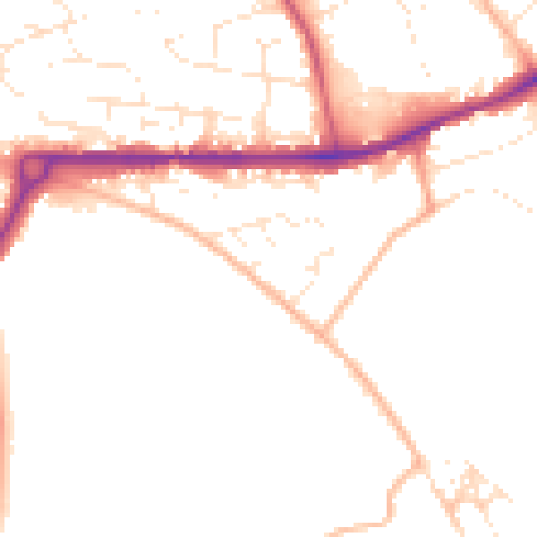 Daytime road noise heatmap for PL25 3AP