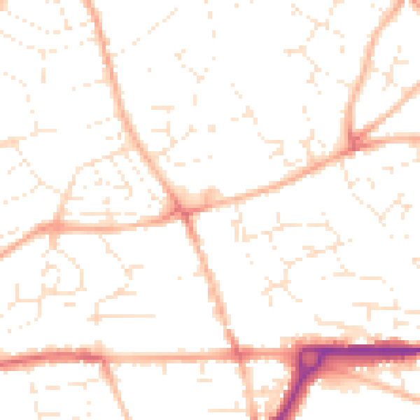 Daytime road noise heatmap for PL25 3AS