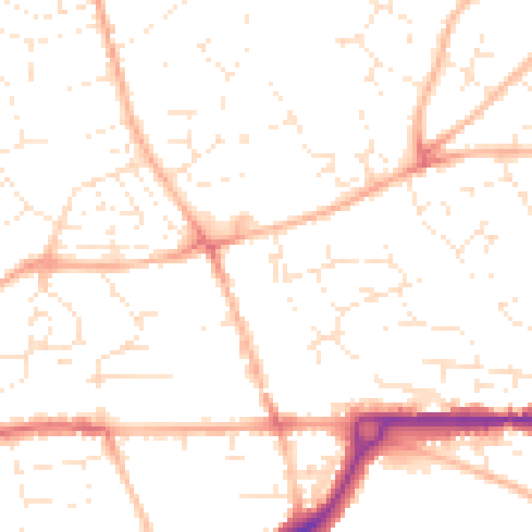 Daytime road noise heatmap for PL25 3AU