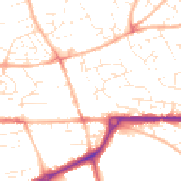 Daytime road noise heatmap for PL25 3AX